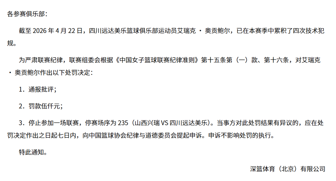 太阳城娱乐登录入口-停赛，缺席总决赛抢五大战